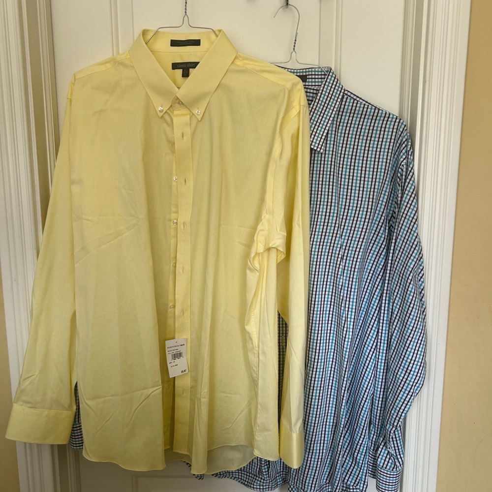 Bundle of 2 “dress shirt” brand blue white & yellow Dress Shirts 18.5 36/37